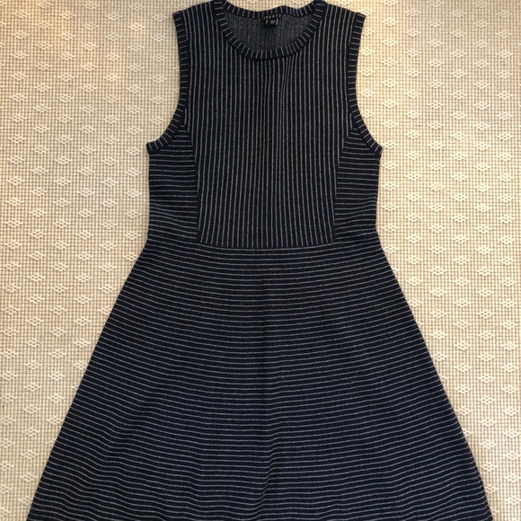 Theory Dresses & Skirts - Theory Nikay Navy Fit and flare striped wool dress